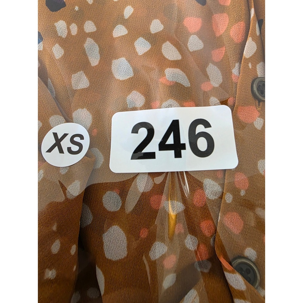 Cabi XS Button-Down Sleeveless Top‎ Brown Abstract Print Collared Blouse - Picture 4 of 4